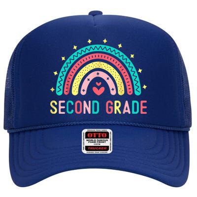 Second 2Nd Grade Rainbow Back To School Teacher Student Gift High Crown Mesh Back Trucker Hat