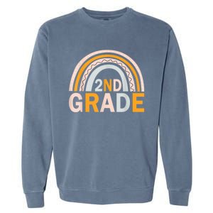 Second 2Nd Grade Rainbow Back To School Teacher Team Great Gift Garment-Dyed Sweatshirt