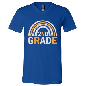 Second 2Nd Grade Rainbow Back To School Teacher Team Great Gift V-Neck T-Shirt