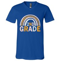 Second 2Nd Grade Rainbow Back To School Teacher Team Great Gift V-Neck T-Shirt