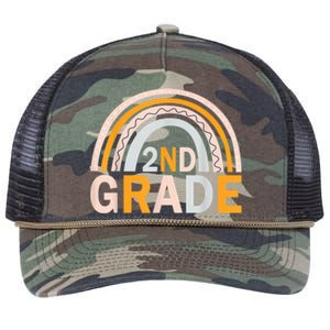 Second 2Nd Grade Rainbow Back To School Teacher Team Great Gift Retro Rope Trucker Hat Cap