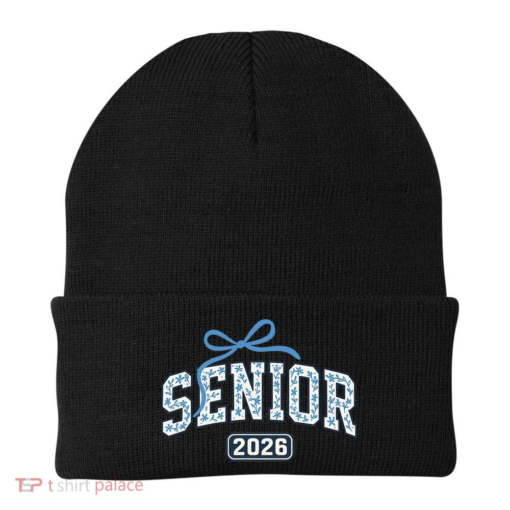 Senior 2026 Graduation Floral Pattern Beanie