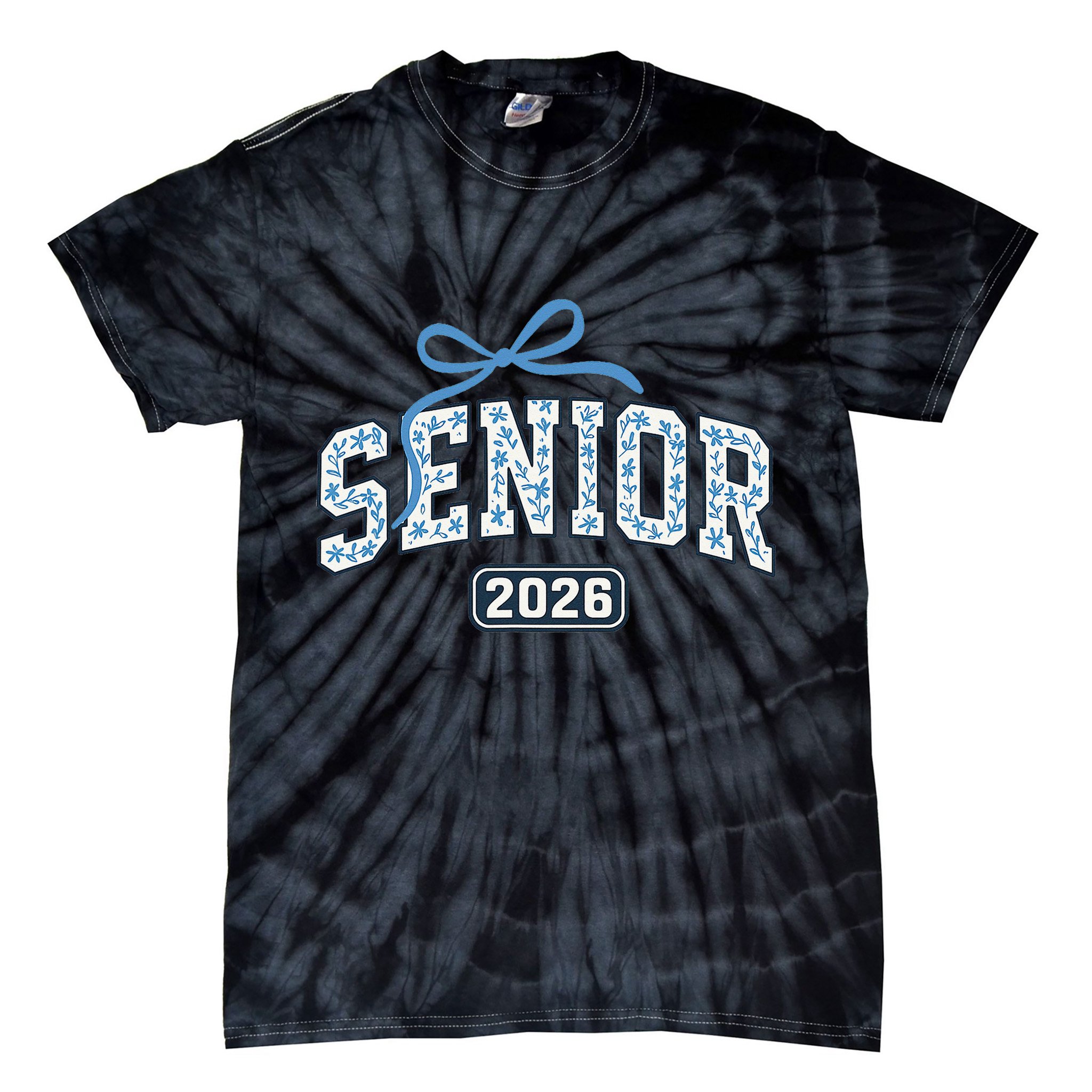 Senior 2026 Graduation Floral Pattern Tie-Dye T-Shirt