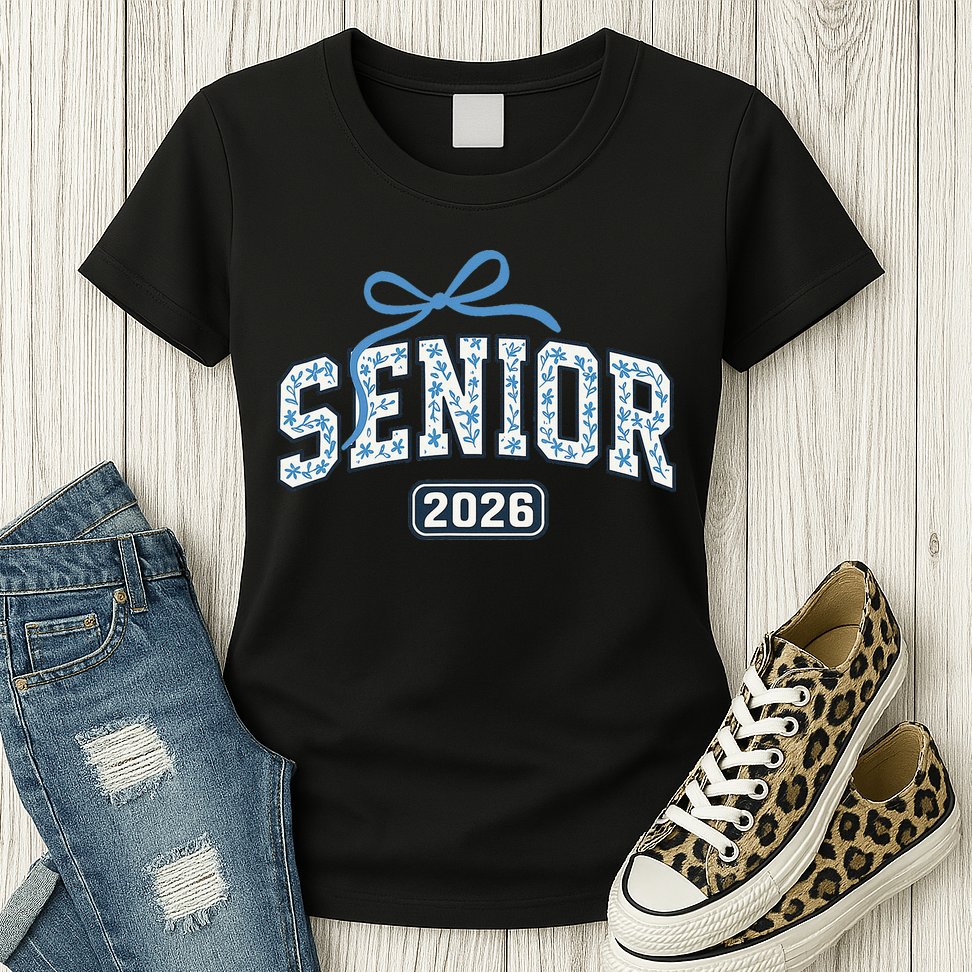 Senior 2026 Graduation Floral Pattern Womens T-Shirt