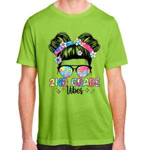 Second 2nd Grade Vibes Back To School Cute Messy Bun Girls Adult ChromaSoft Performance T-Shirt