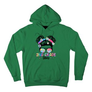 Second 2nd Grade Vibes Back To School Cute Messy Bun Girls Hoodie