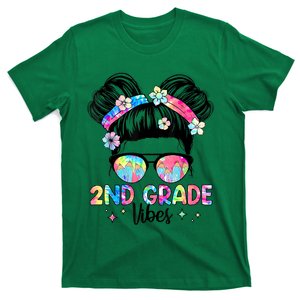 Second 2nd Grade Vibes Back To School Cute Messy Bun Girls T-Shirt