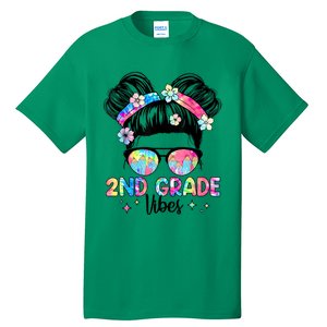 Second 2nd Grade Vibes Back To School Cute Messy Bun Girls Tall T-Shirt