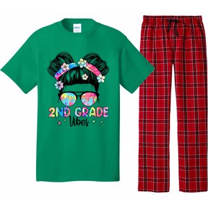 Second 2nd Grade Vibes Back To School Cute Messy Bun Girls Pajama Set