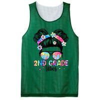 Second 2nd Grade Vibes Back To School Cute Messy Bun Girls Mesh Reversible Basketball Jersey Tank