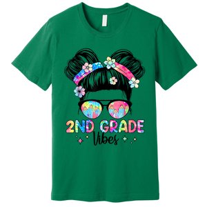 Second 2nd Grade Vibes Back To School Cute Messy Bun Girls Premium T-Shirt