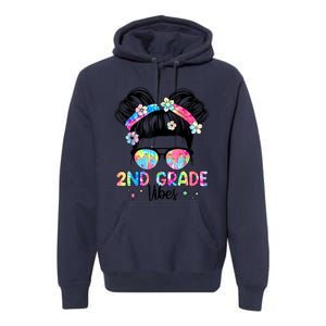 Second 2nd Grade Vibes Back To School Cute Messy Bun Girls Premium Hoodie