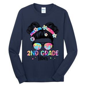 Second 2nd Grade Vibes Back To School Cute Messy Bun Girls Tall Long Sleeve T-Shirt