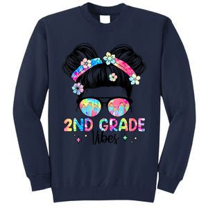 Second 2nd Grade Vibes Back To School Cute Messy Bun Girls Tall Sweatshirt