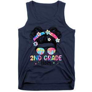 Second 2nd Grade Vibes Back To School Cute Messy Bun Girls Tank Top