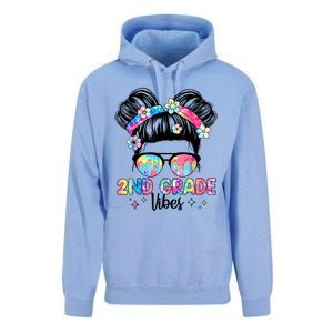 Second 2nd Grade Vibes Back To School Cute Messy Bun Girls Unisex Surf Hoodie