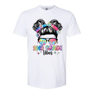 Second 2nd Grade Vibes Back To School Cute Messy Bun Girls Softstyle CVC T-Shirt