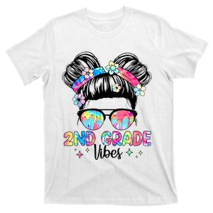 Second 2nd Grade Vibes Back To School Cute Messy Bun T-Shirt