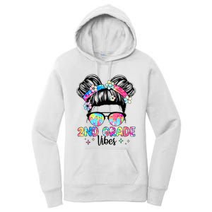 Second 2nd Grade Vibes Back To School Cute Messy Bun Women's Pullover Hoodie