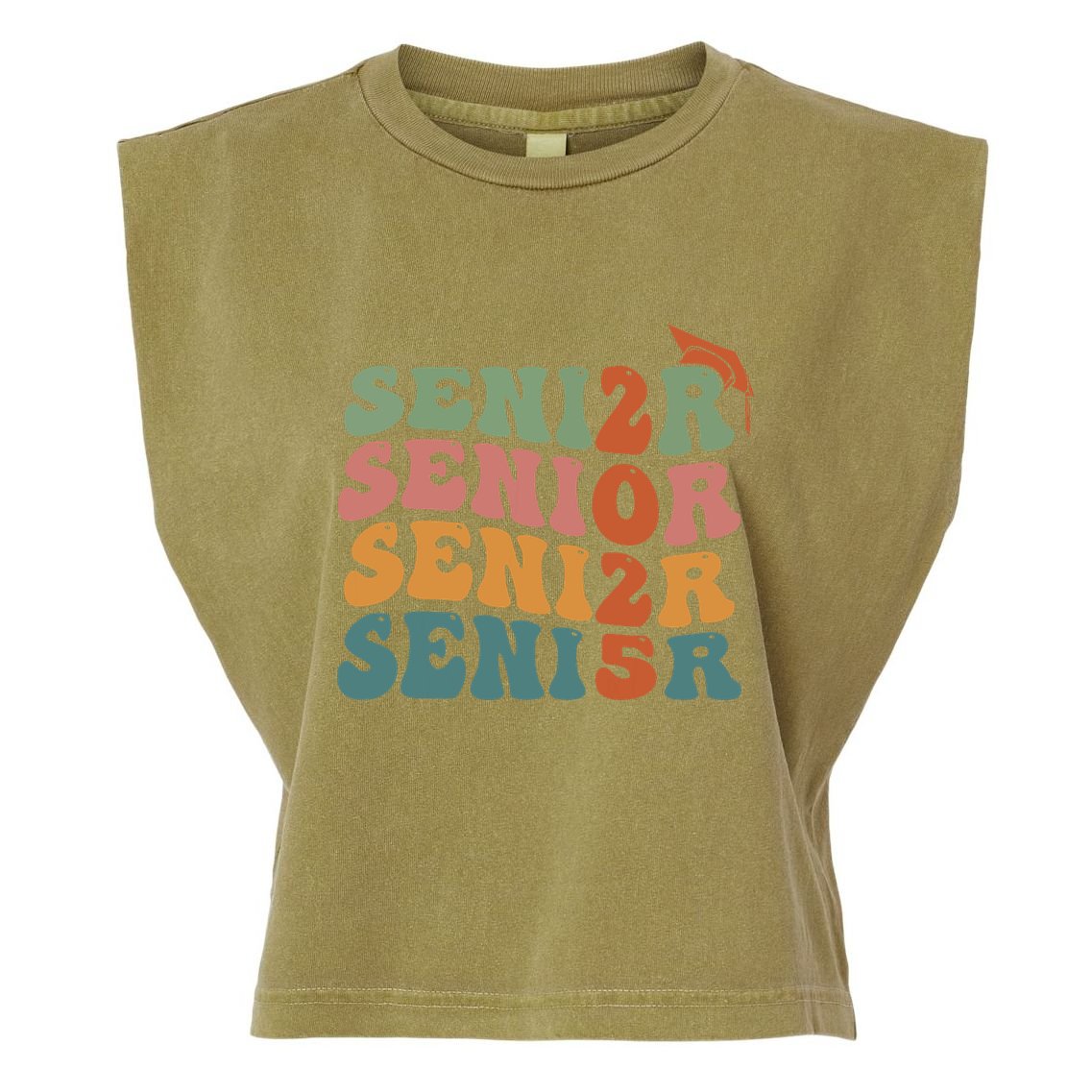 Senior 2025 Girl Class Of 2025 Graduate College High School Garment-Dyed Women's Muscle Tee