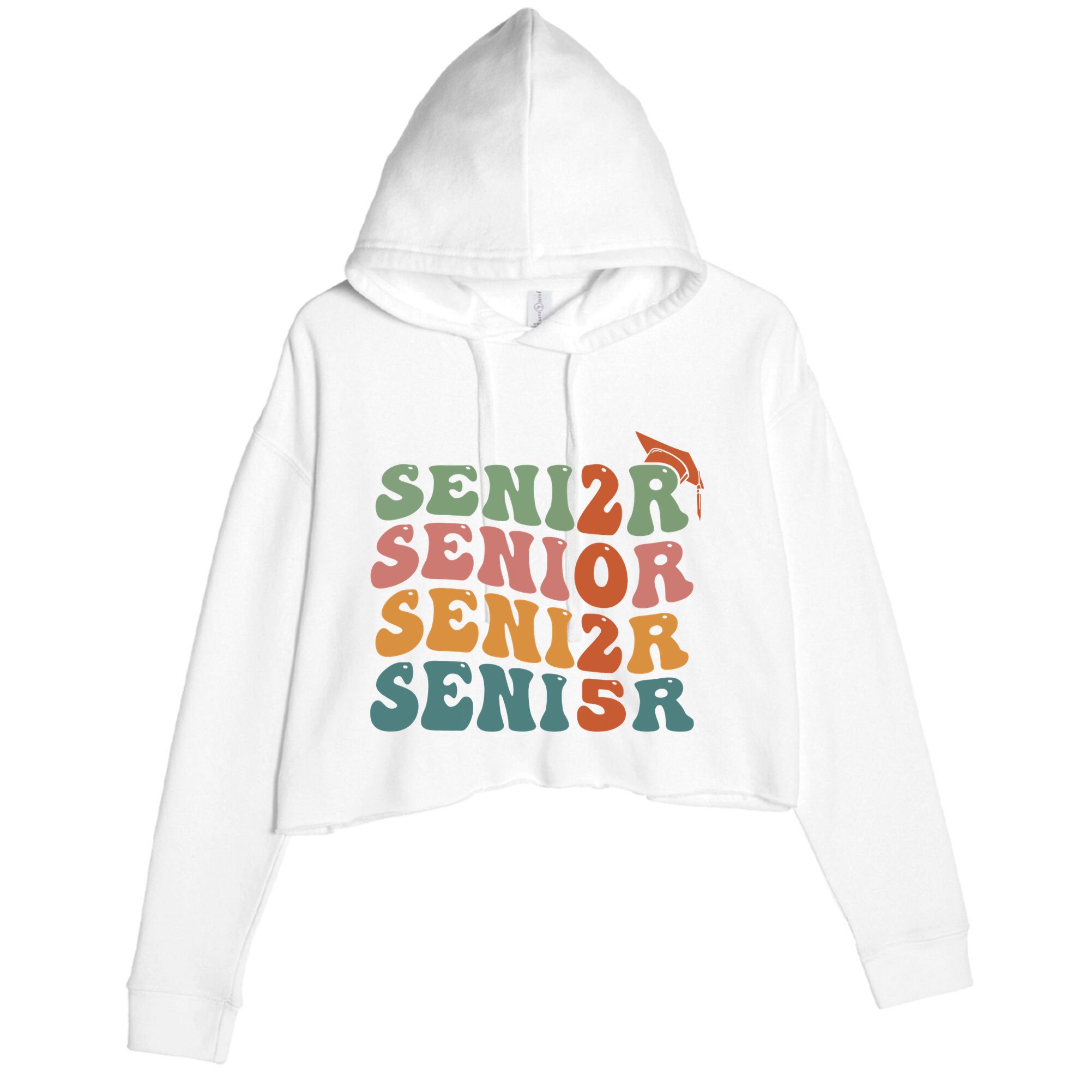 Senior 2025 Girl Class Of 2025 Graduate College High School Crop Fleece Hoodie