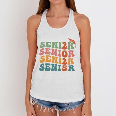 Senior 2025 Girl Class Of 2025 Graduate College High School Women's Knotted Racerback Tank