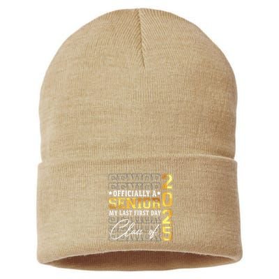 Senior 2025 Graduation My Last First Day Of Class Of 2025 Sustainable Knit Beanie