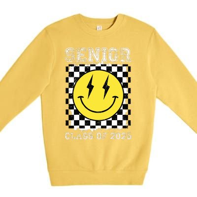 Senior 2025 Graduation Retro Happy Smile Face Class Of 2025 Premium Crewneck Sweatshirt