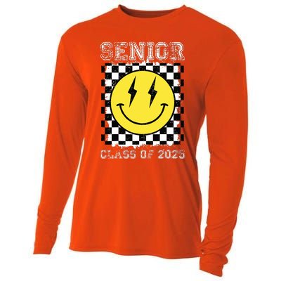 Senior 2025 Graduation Retro Happy Smile Face Class Of 2025 Cooling Performance Long Sleeve Crew