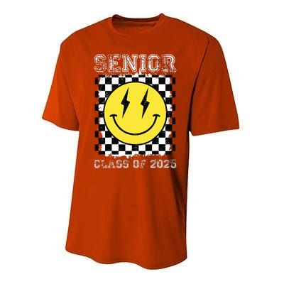 Senior 2025 Graduation Retro Happy Smile Face Class Of 2025 Performance Sprint T-Shirt