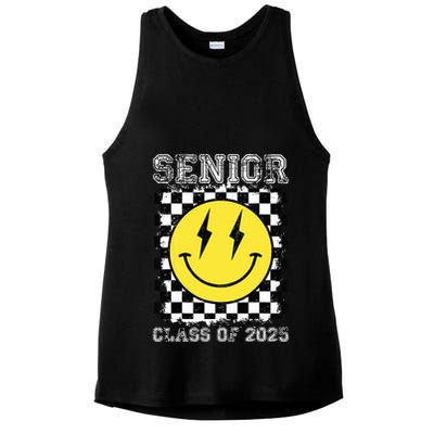 Senior 2025 Graduation Retro Happy Smile Face Class Of 2025 Ladies PosiCharge Tri-Blend Wicking Tank