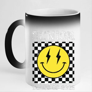 Senior 2025 Graduation Retro Happy Smile Face Class Of 2025 11oz Black Color Changing Mug