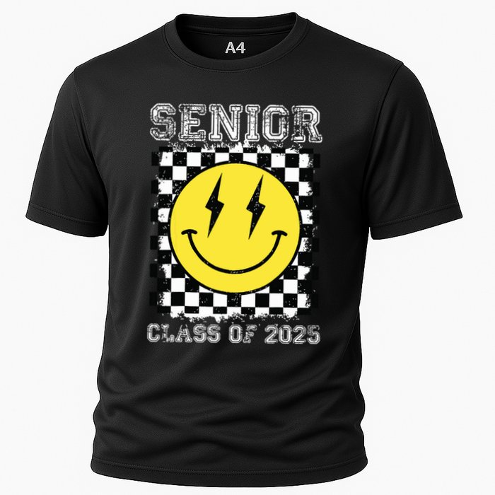 Senior 2025 Graduation Retro Happy Smile Face Class Of 2025 Cooling Performance Crew T-Shirt