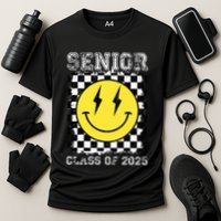 Senior 2025 Graduation Retro Happy Smile Face Class Of 2025 Cooling Performance Crew T-Shirt