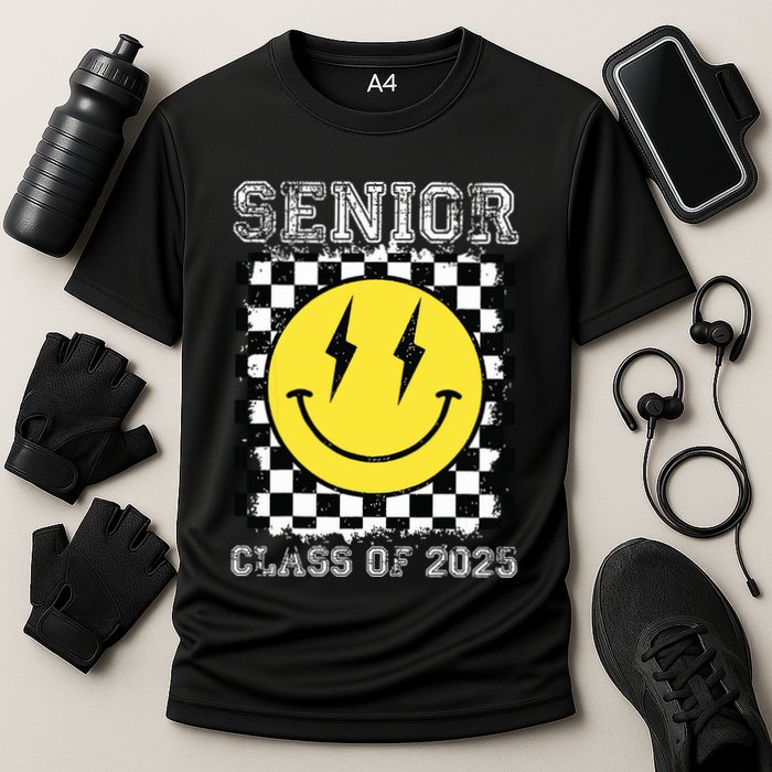 Senior 2025 Graduation Retro Happy Smile Face Class Of 2025 Cooling Performance Crew T-Shirt