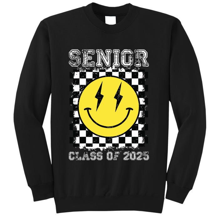 Senior 2025 Graduation Retro Happy Smile Face Class Of 2025 Sweatshirt