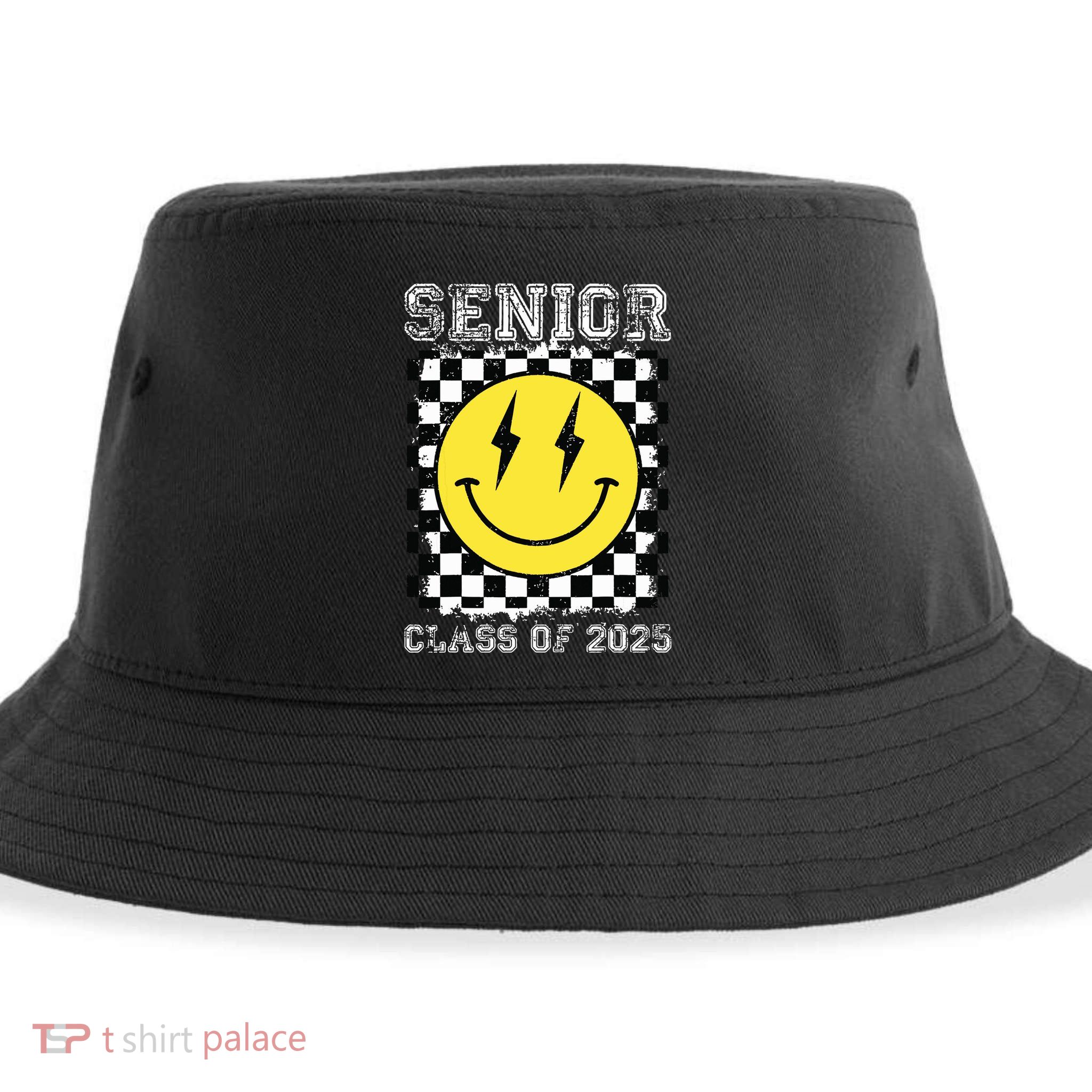 Senior 2025 Graduation Retro Happy Smile Face Class Of 2025 Sustainable Bucket Hat