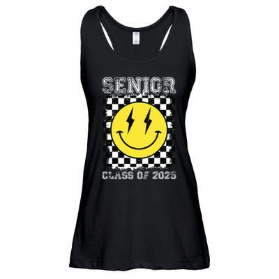 Senior 2025 Graduation Retro Happy Smile Face Class Of 2025 Ladies Essential Flowy Tank