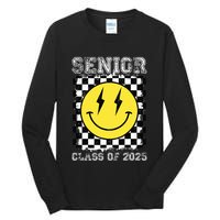 Senior 2025 Graduation Retro Happy Smile Face Class Of 2025 Tall Long Sleeve T-Shirt