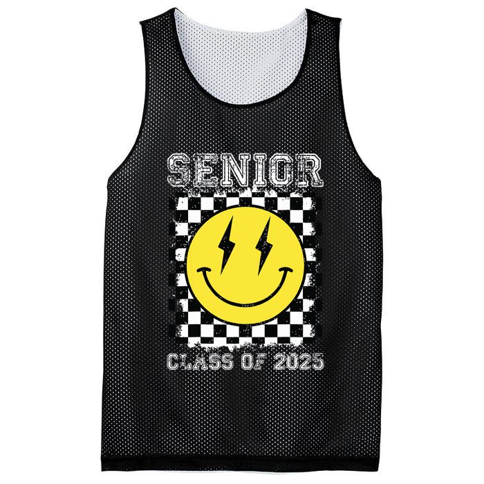 Senior 2025 Graduation Retro Happy Smile Face Class Of 2025 Mesh Reversible Basketball Jersey Tank