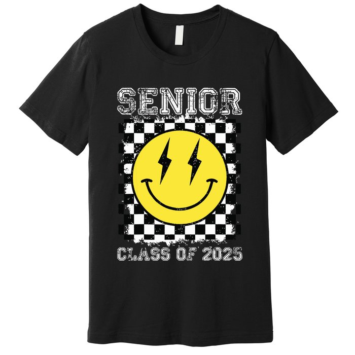 Senior 2025 Graduation Retro Happy Smile Face Class Of 2025 Premium T-Shirt