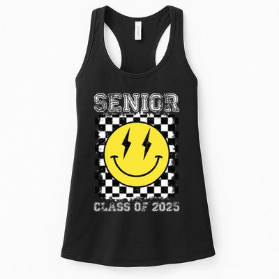 Senior 2025 Graduation Retro Happy Smile Face Class Of 2025 Womens Tank Top