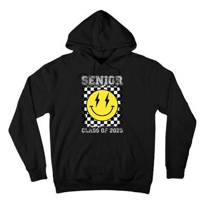 Senior 2025 Graduation Retro Happy Smile Face Class Of 2025 Tall Hoodie