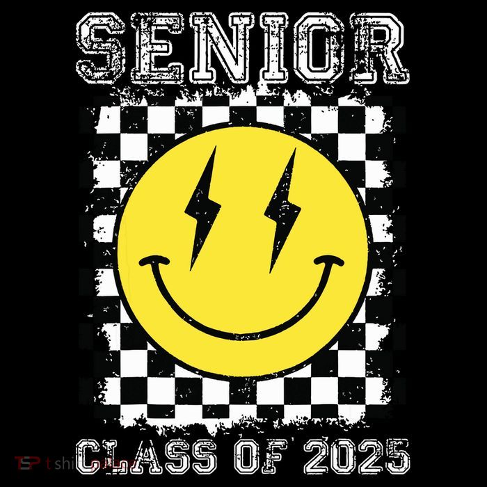 Senior 2025 Graduation Retro Happy Smile Face Class Of 2025 Tank Top