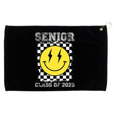 Senior 2025 Graduation Retro Happy Smile Face Class Of 2025 Grommeted Golf Towel
