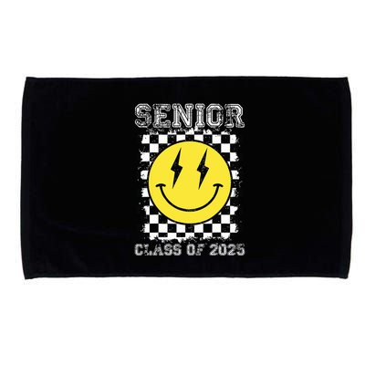Senior 2025 Graduation Retro Happy Smile Face Class Of 2025 Microfiber Hand Towel