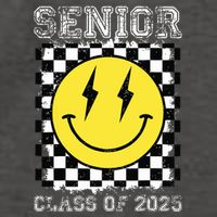 Senior 2025 Graduation Retro Happy Smile Face Class Of 2025 Vector Backpack