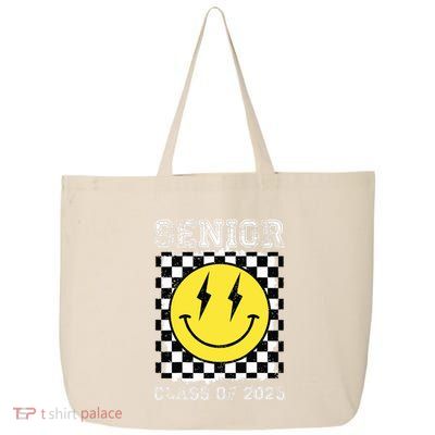 Senior 2025 Graduation Retro Happy Smile Face Class Of 2025 25L Jumbo Tote