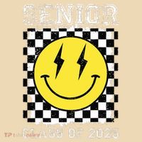 Senior 2025 Graduation Retro Happy Smile Face Class Of 2025 Zip Tote Bag