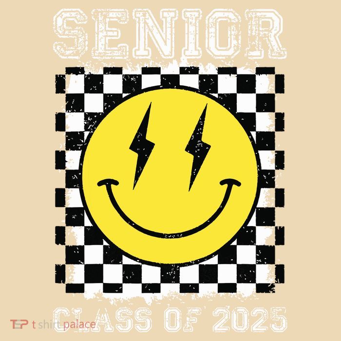 Senior 2025 Graduation Retro Happy Smile Face Class Of 2025 Zip Tote Bag